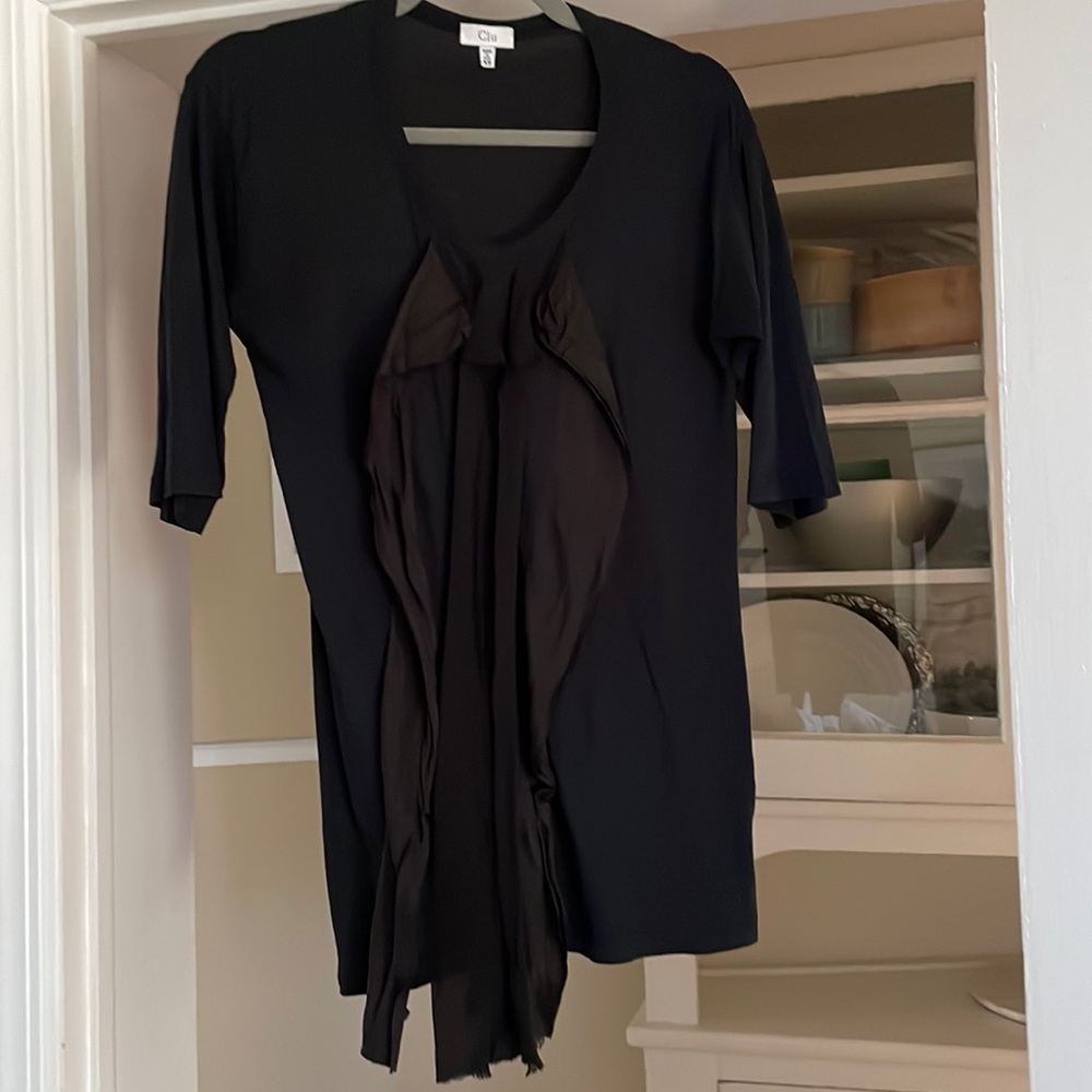 Blue top with black ribbon affect